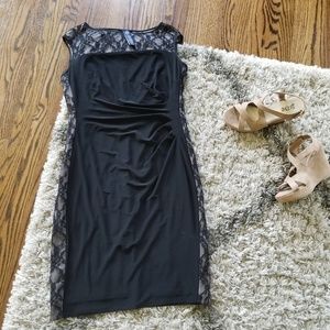 Chaps Black Lace Cocktail Dress